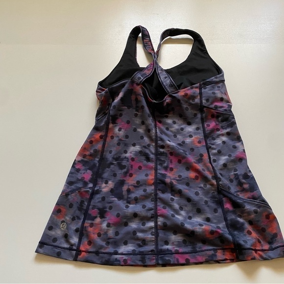 Lululemon kanto catch me tank top pink purple polka dot cross back fitted size 6 - Picture 7 of 11
